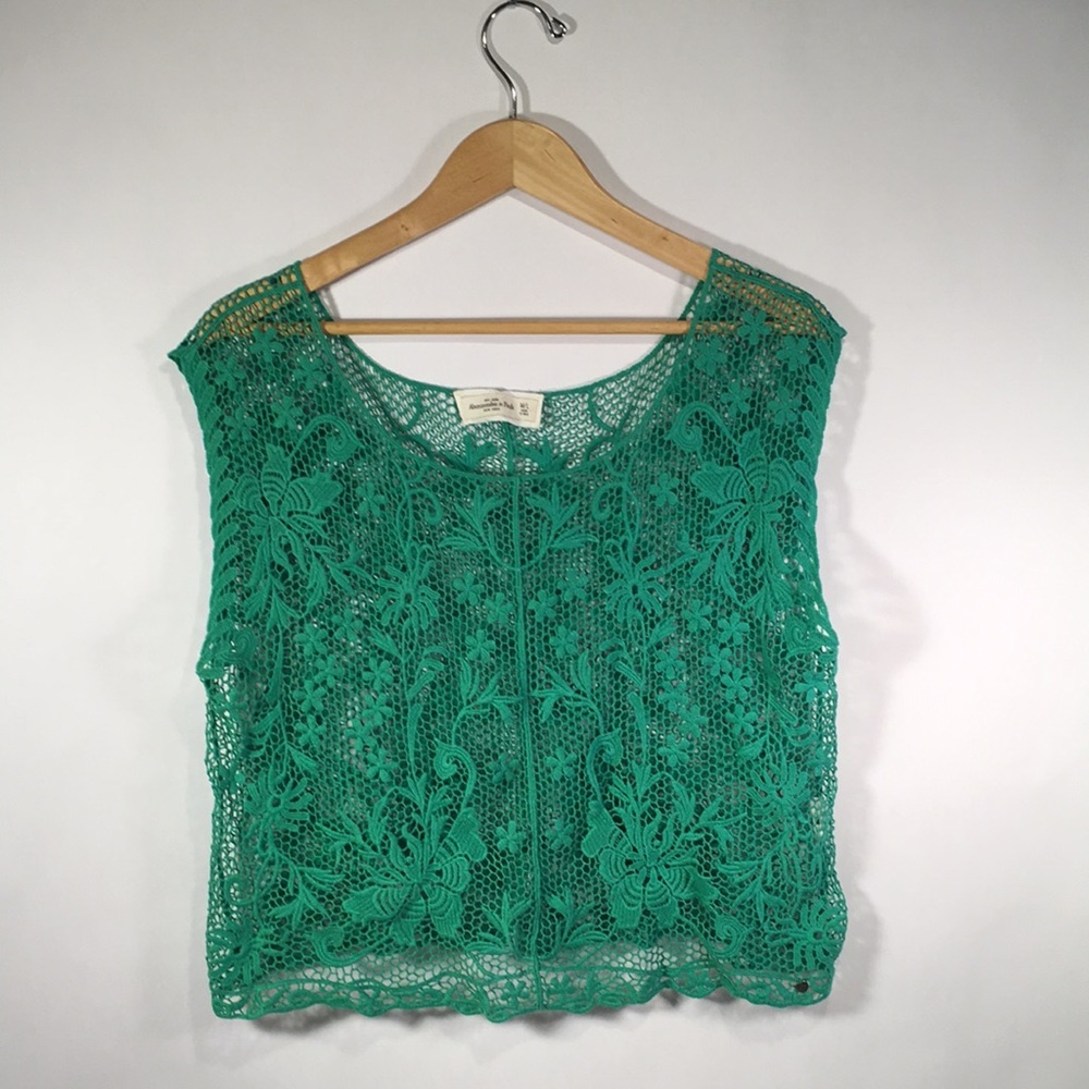 Green Abercrombie & Fitch Lace Crop Tank